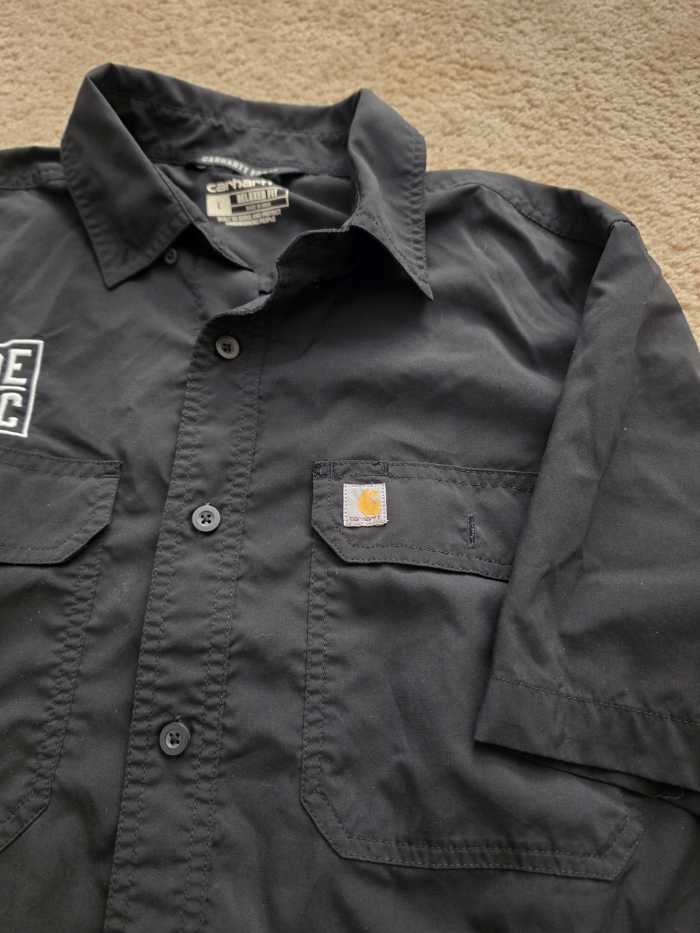 Carhartt Force Men’s Black Short Sleeve Button-Down Work Shirt Large